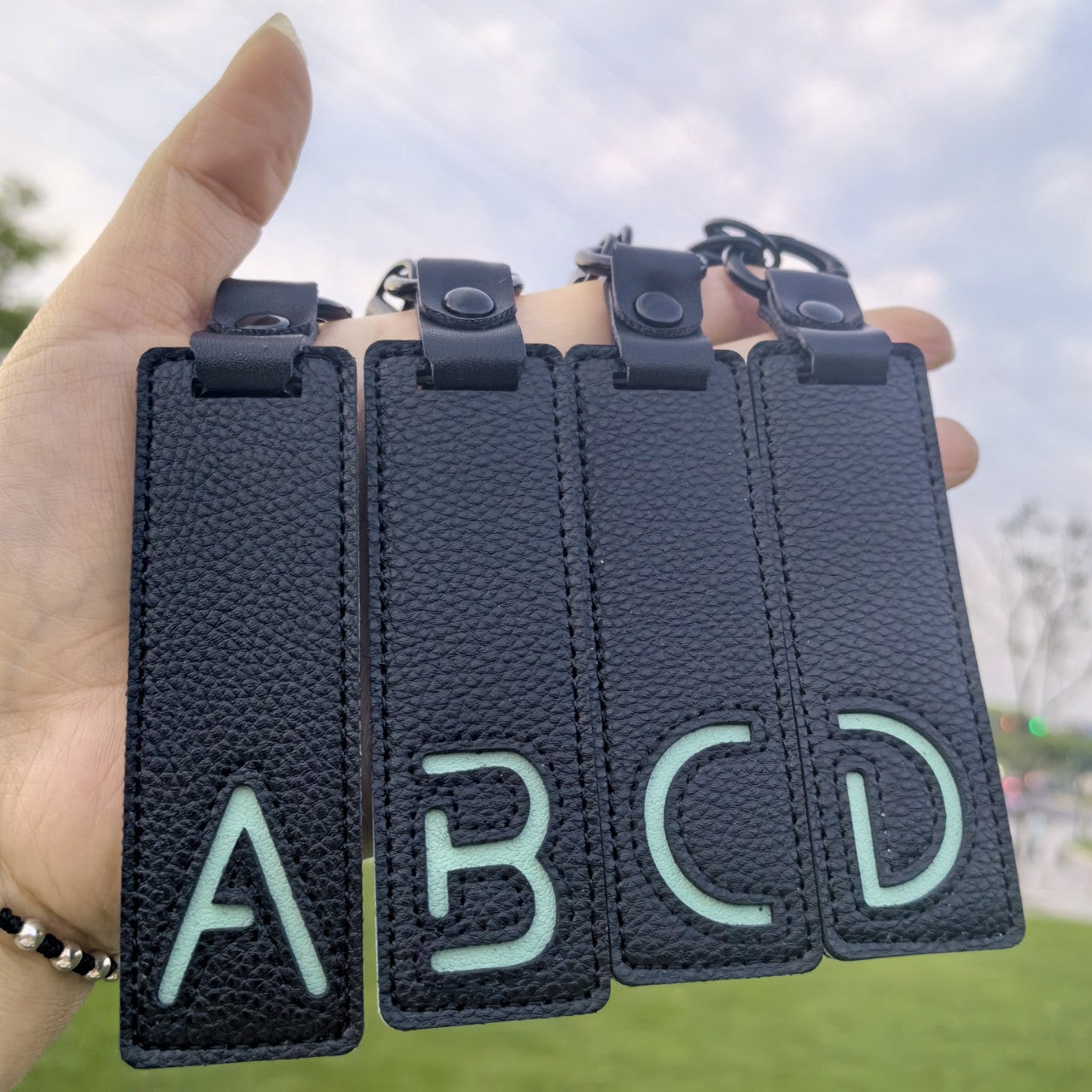 Minimalist Vegan Leather Letter Keychain