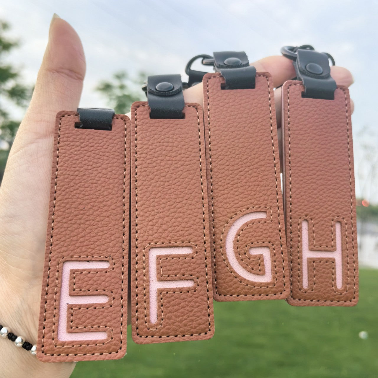 Minimalist Vegan Leather Letter Keychain