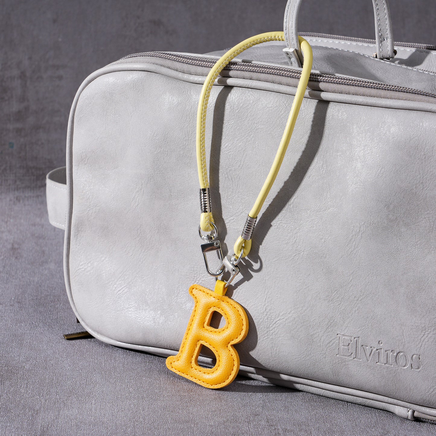 Pastel PU Leather Letter Lanyard Keychain