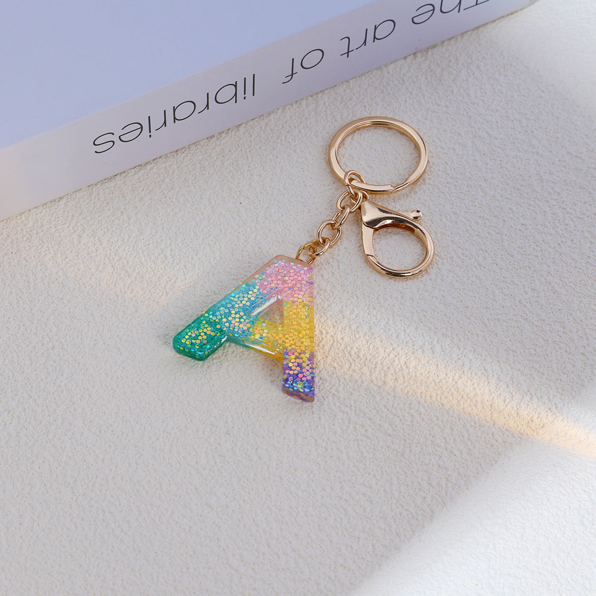 Rainbow Resin Letter Keychain