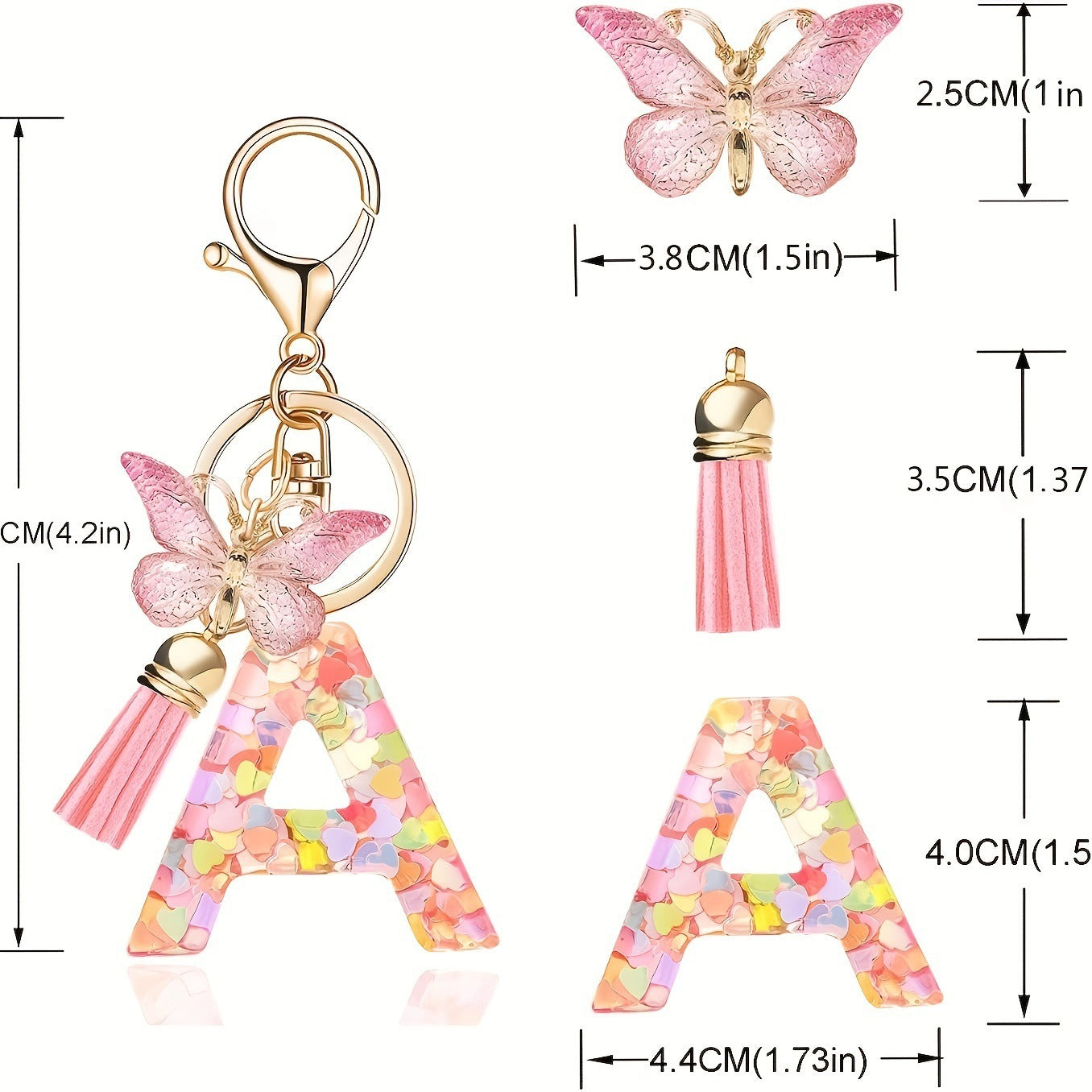 Pink Butterfly Letter Keychain