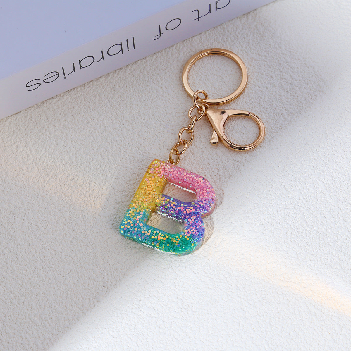 Rainbow Resin Letter Keychain