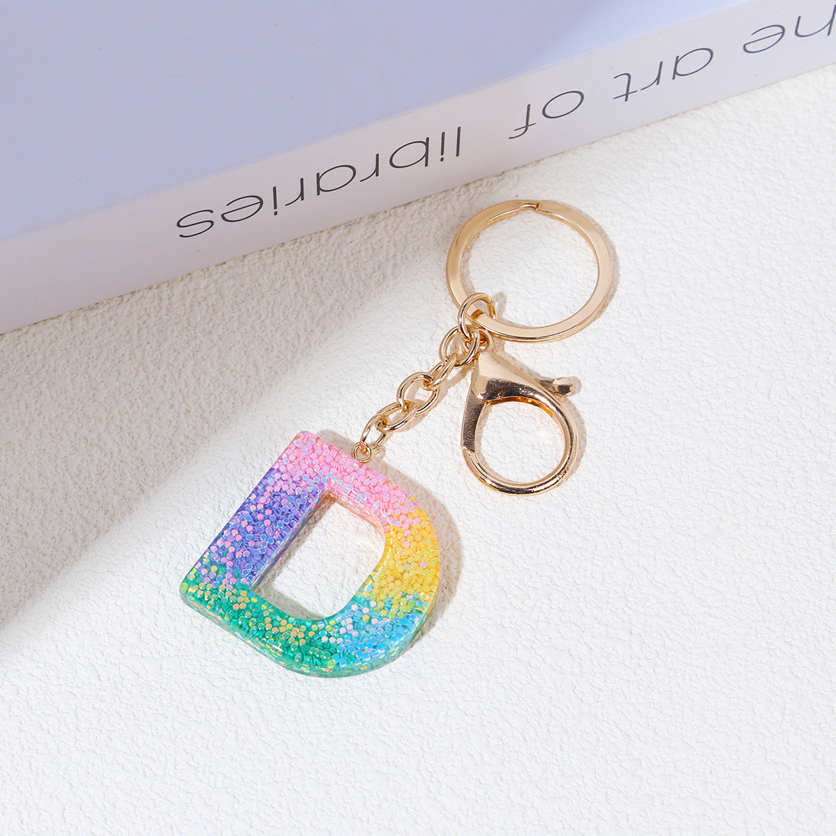 Rainbow Resin Letter Keychain