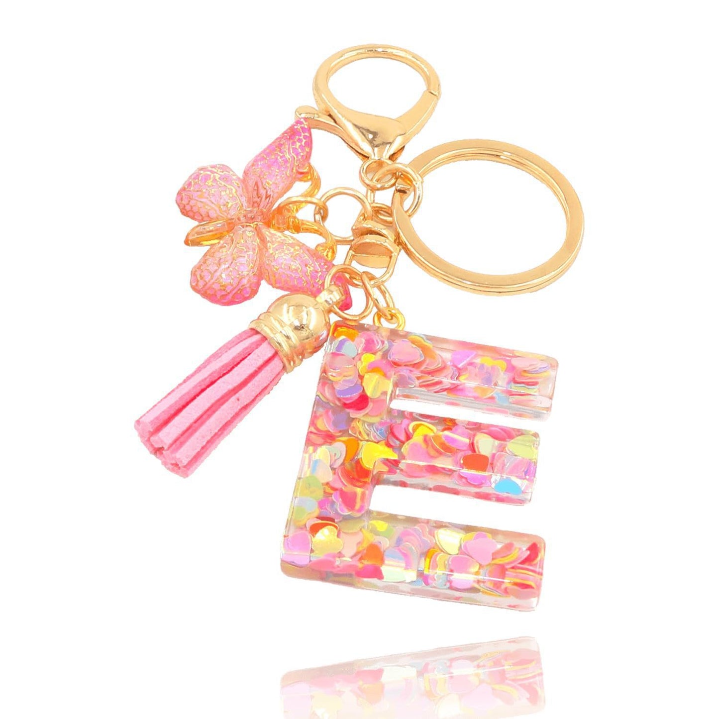 Pink Butterfly Letter Keychain