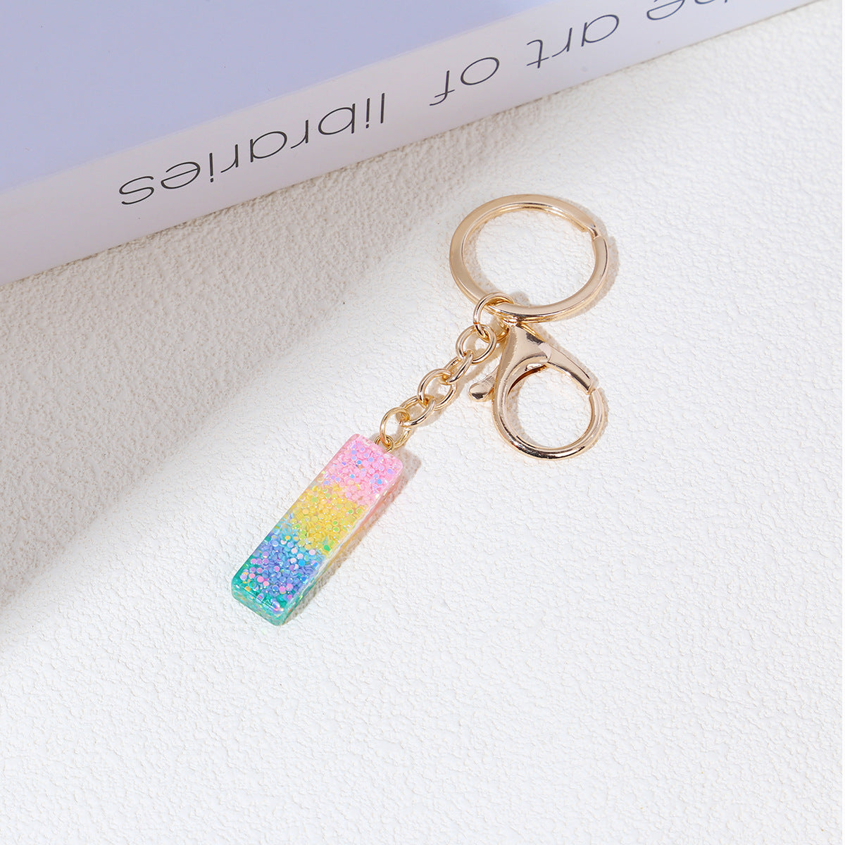 Rainbow Resin Letter Keychain