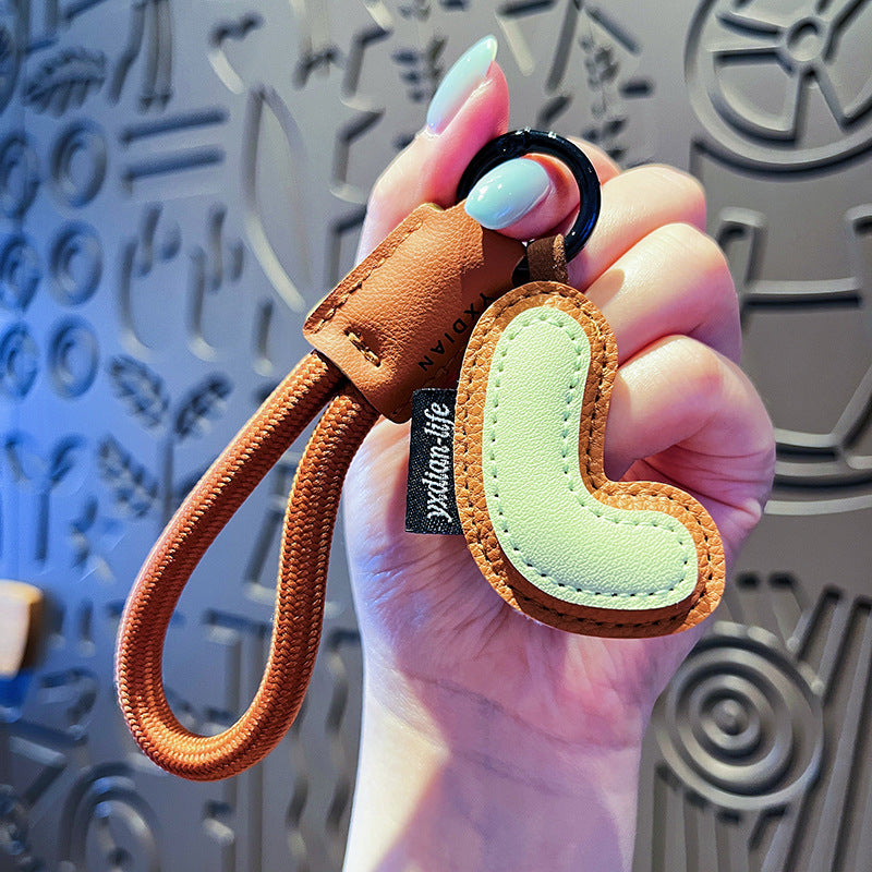 Minimalist Vegan Leather Letter Keychain