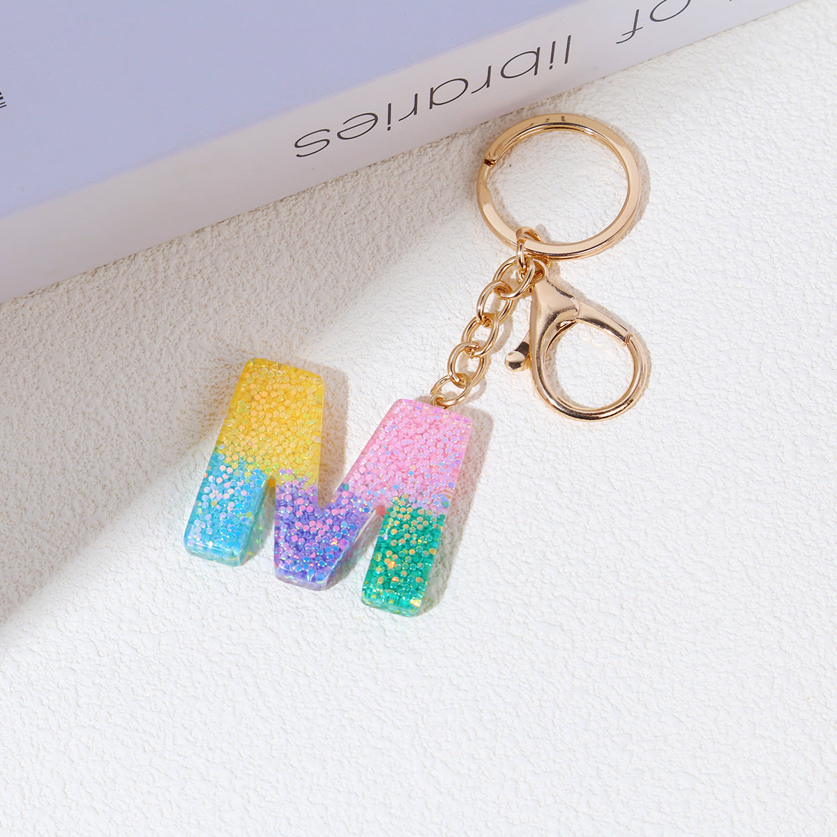Rainbow Resin Letter Keychain