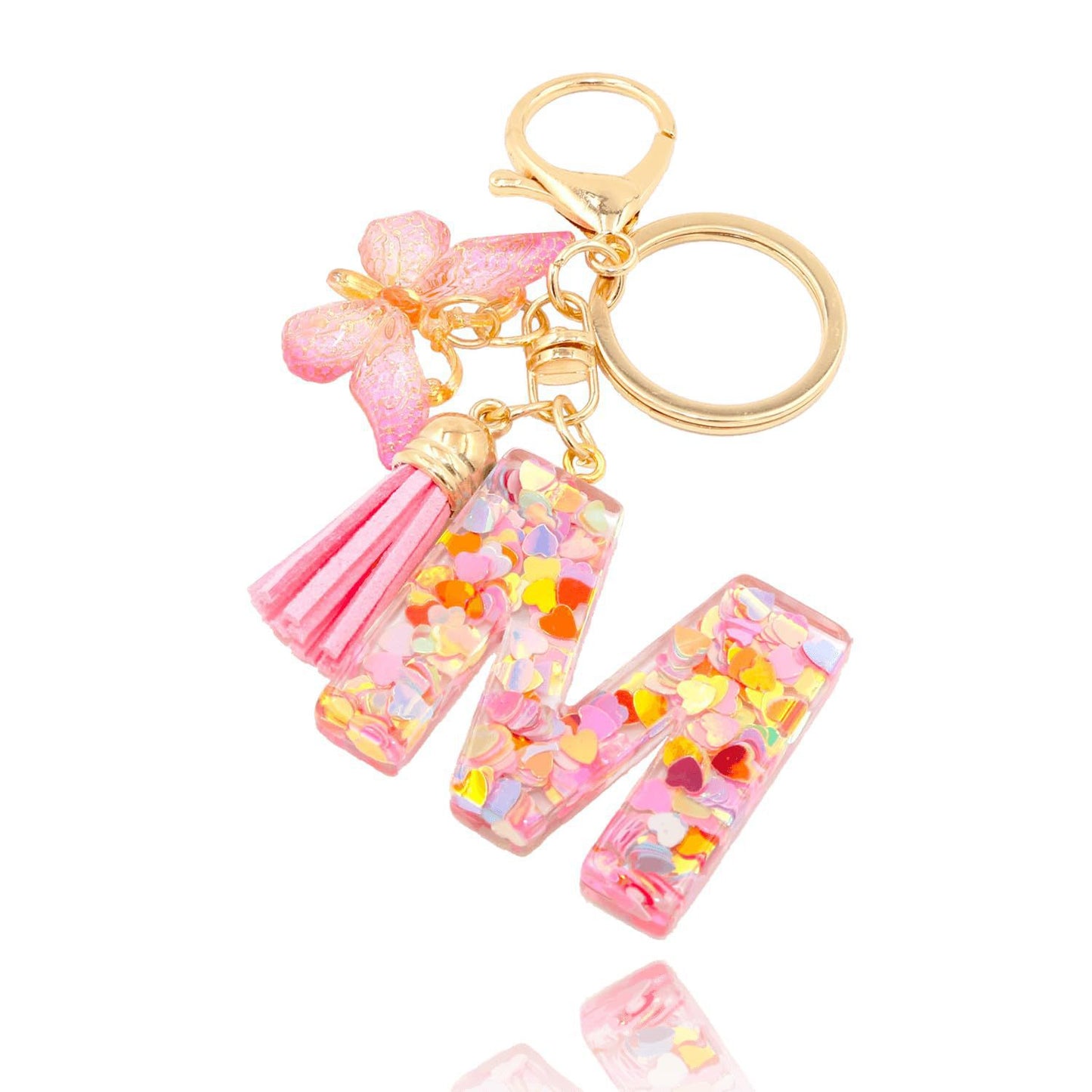 Pink Butterfly Letter Keychain