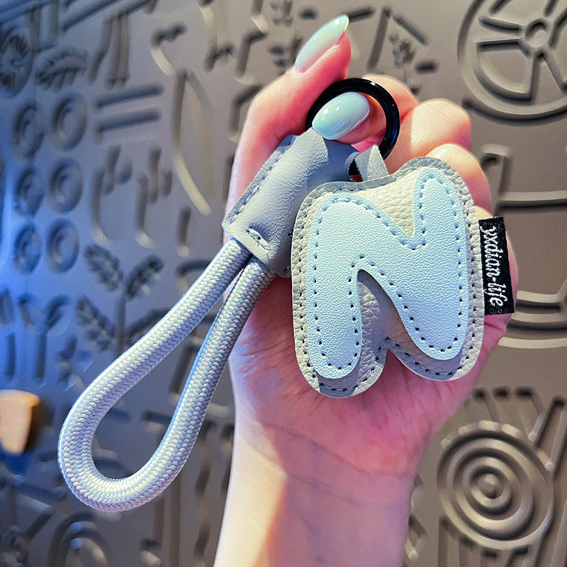 Minimalist Vegan Leather Letter Keychain