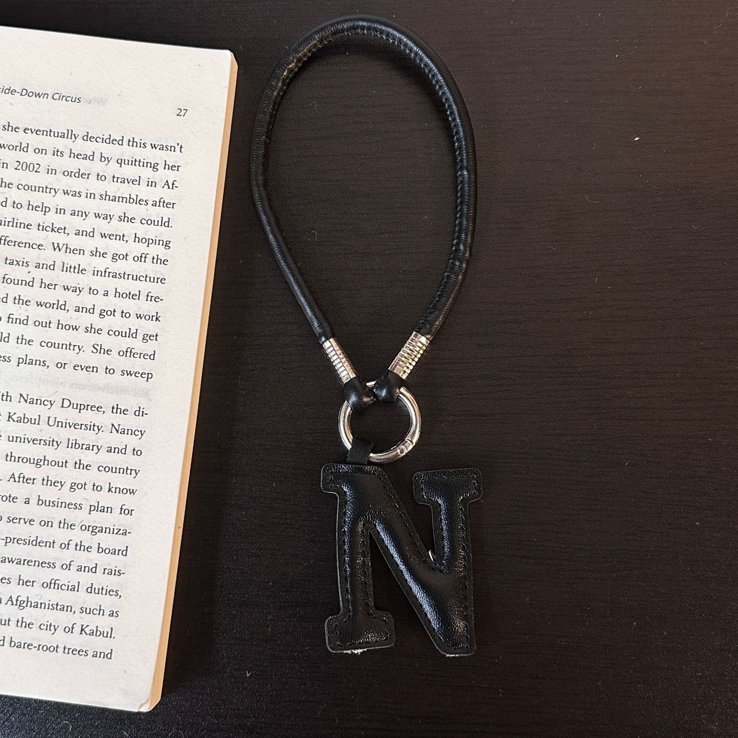 Pastel PU Leather Letter Lanyard Keychain