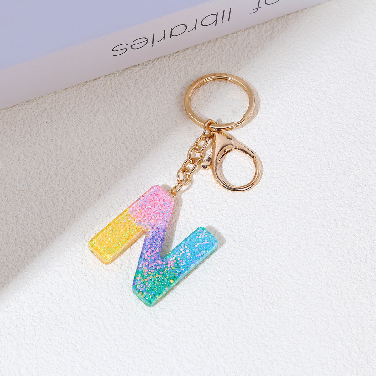 Rainbow Resin Letter Keychain