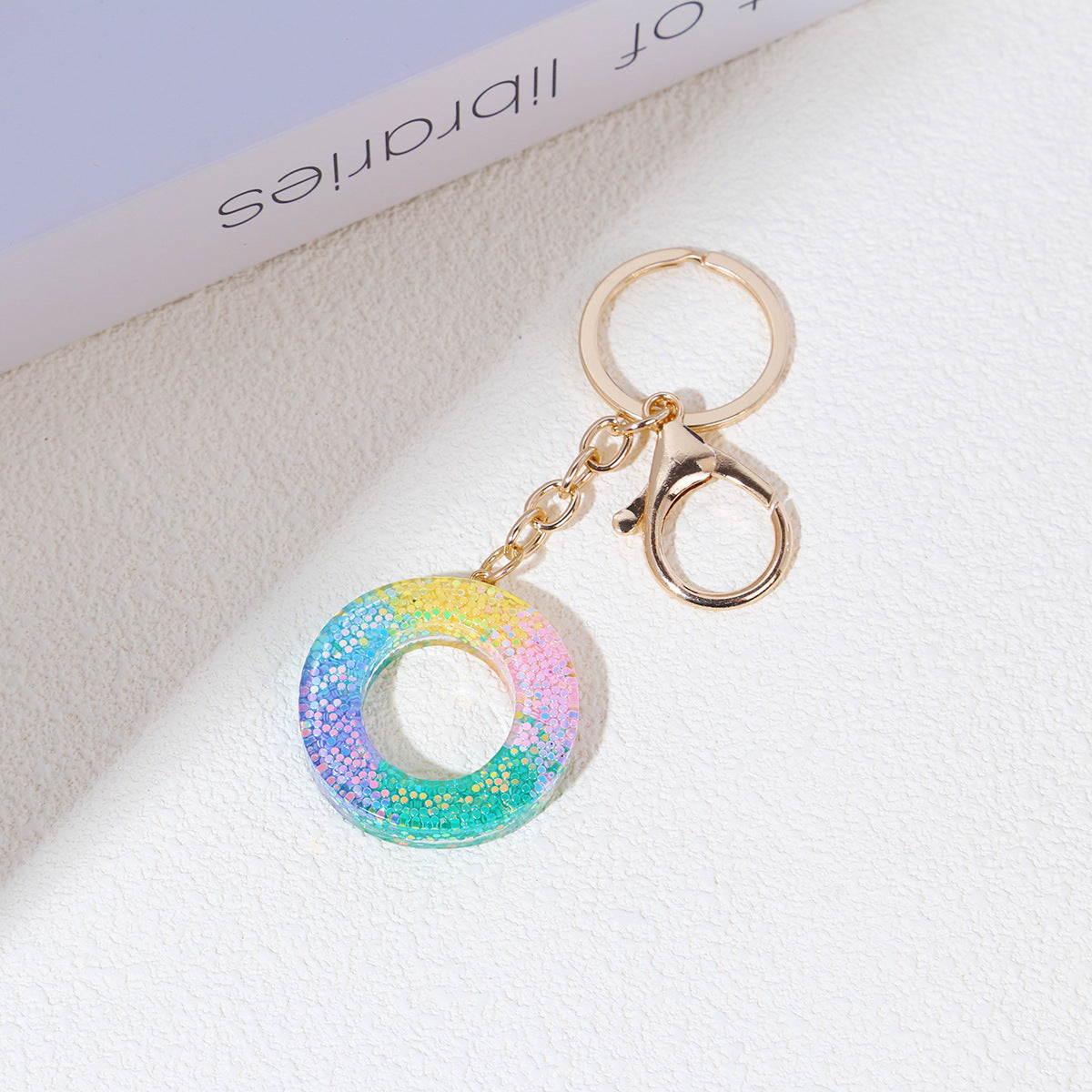 Rainbow Resin Letter Keychain