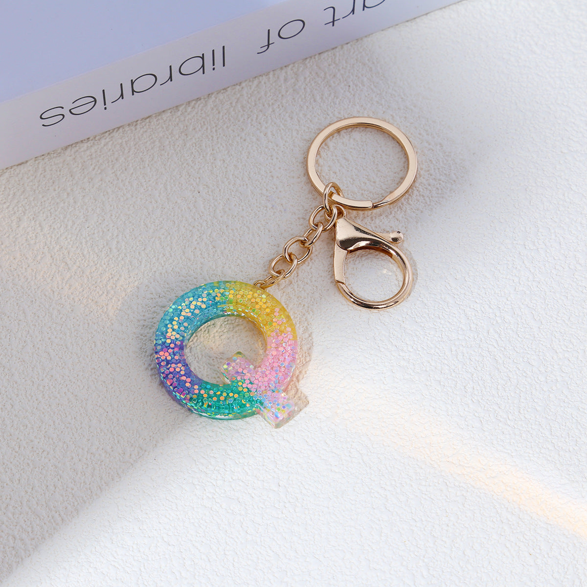 Rainbow Resin Letter Keychain