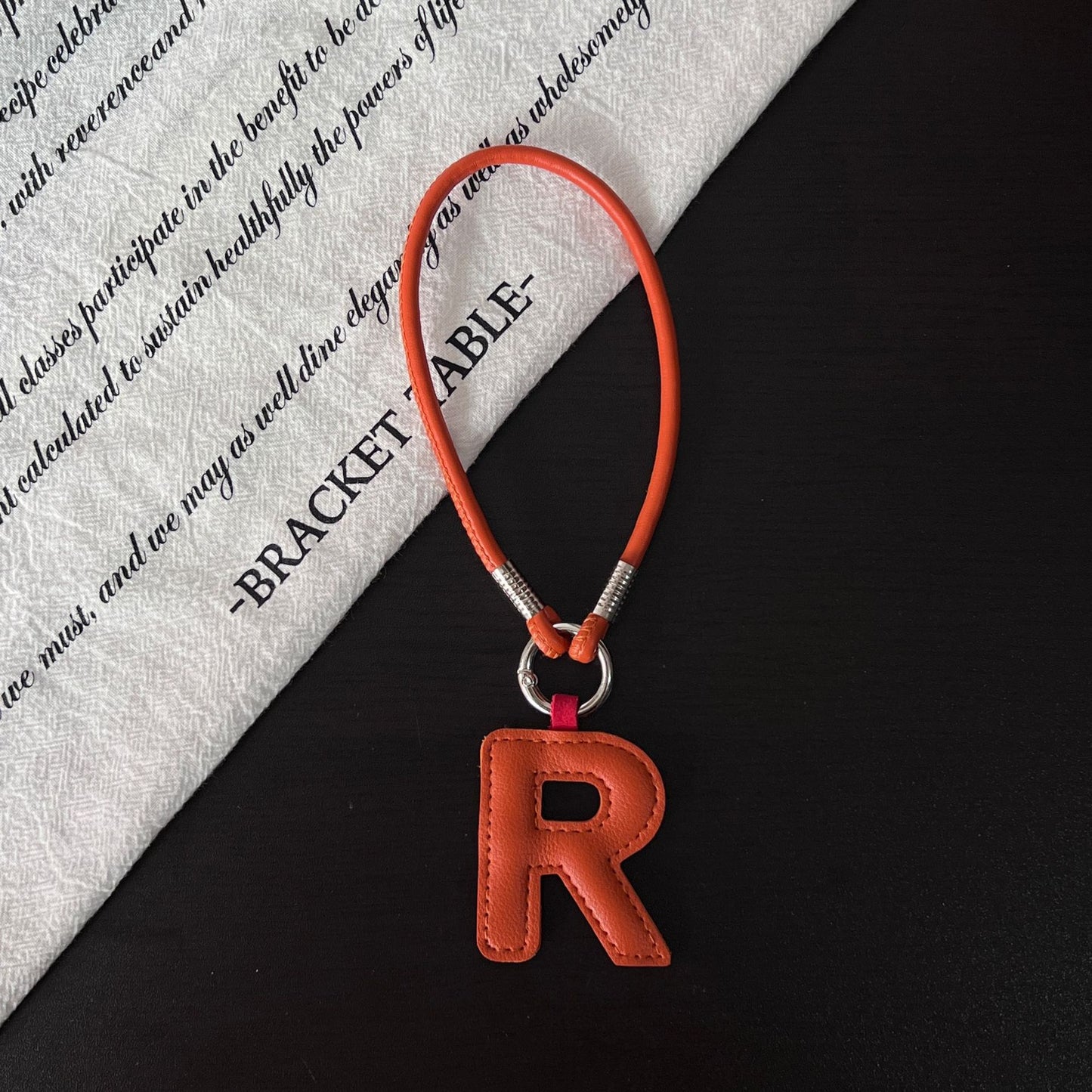Pastel PU Leather Letter Lanyard Keychain