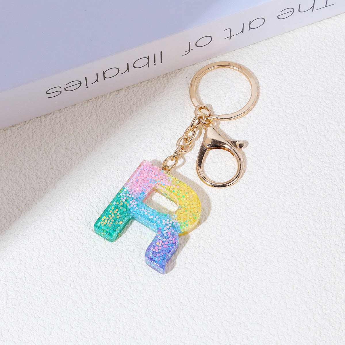 Rainbow Resin Letter Keychain