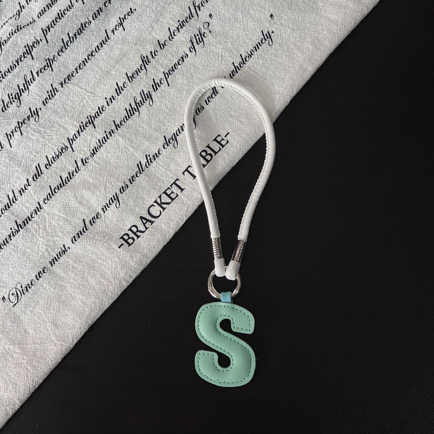 Pastel PU Leather Letter Lanyard Keychain