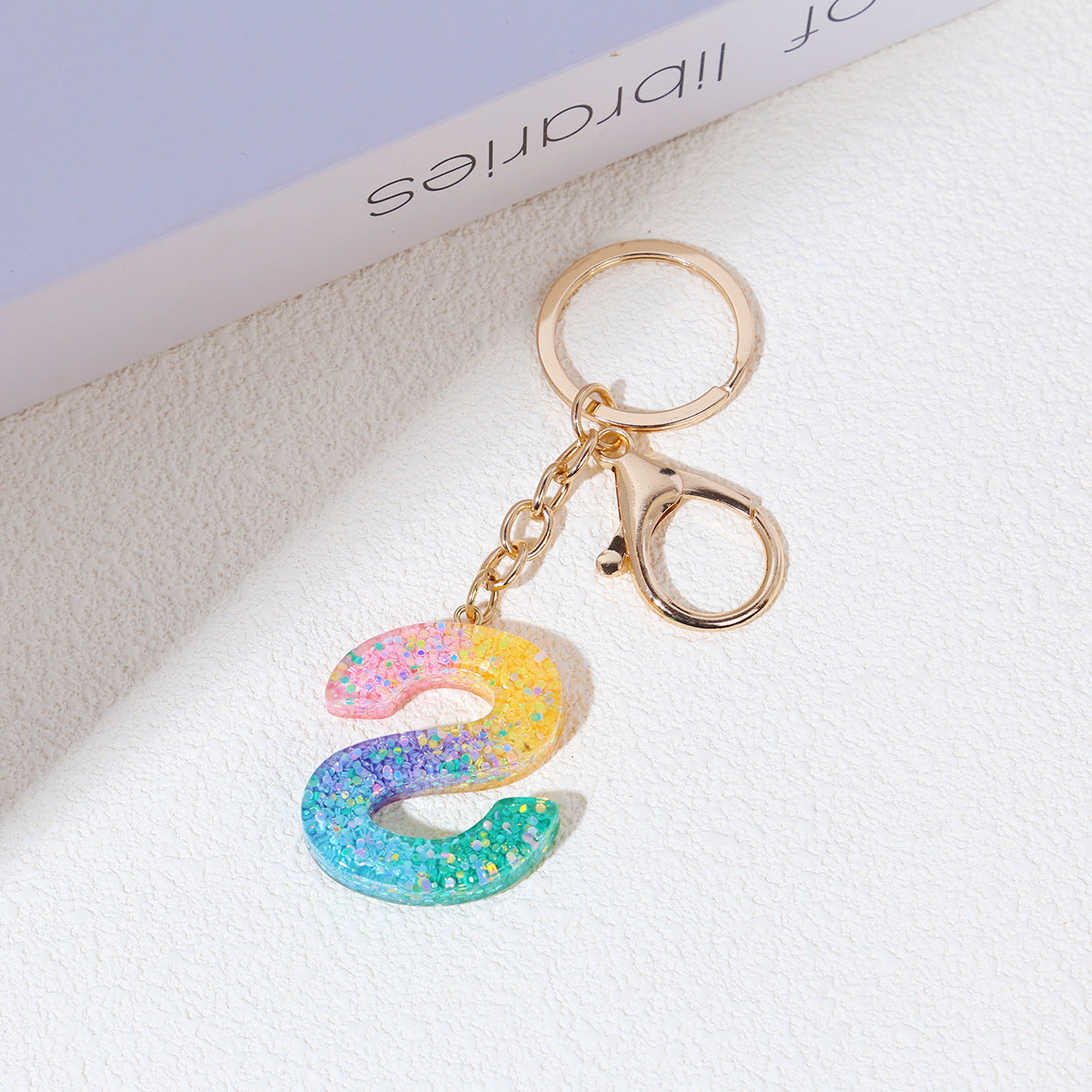 Rainbow Resin Letter Keychain