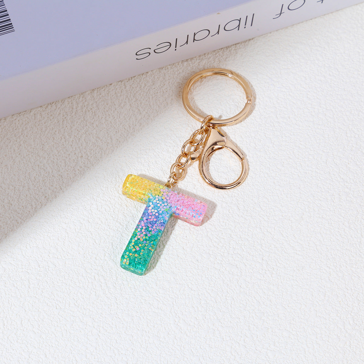 Rainbow Resin Letter Keychain