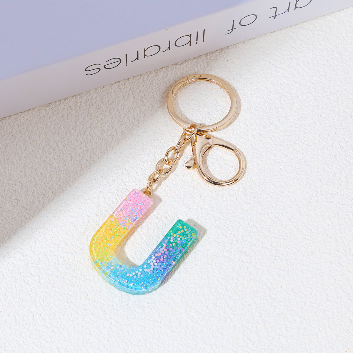 Rainbow Resin Letter Keychain