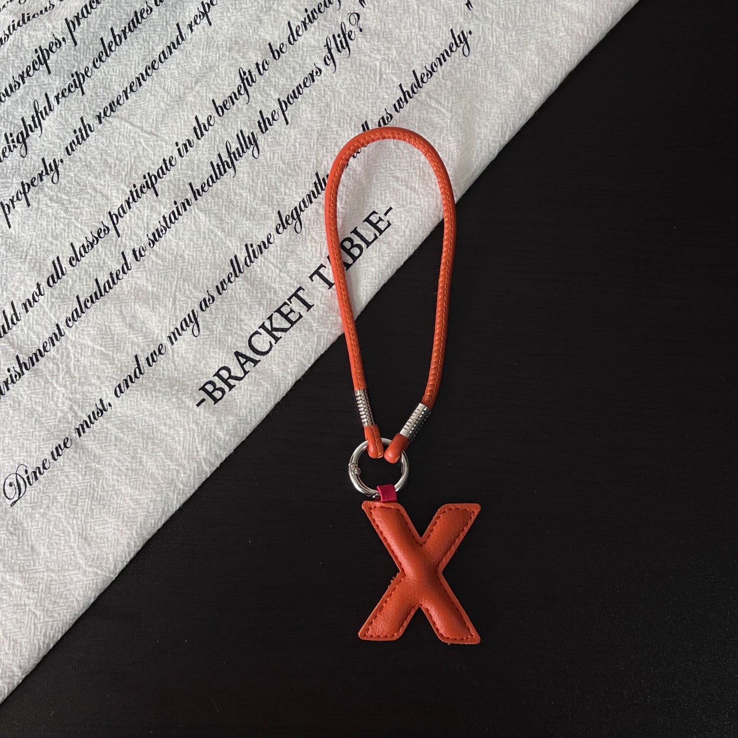 Pastel PU Leather Letter Lanyard Keychain