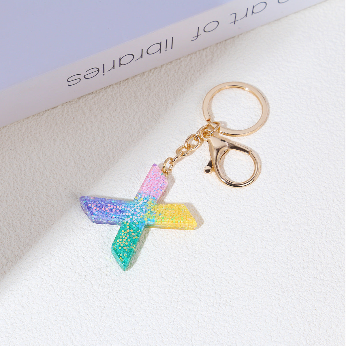 Rainbow Resin Letter Keychain