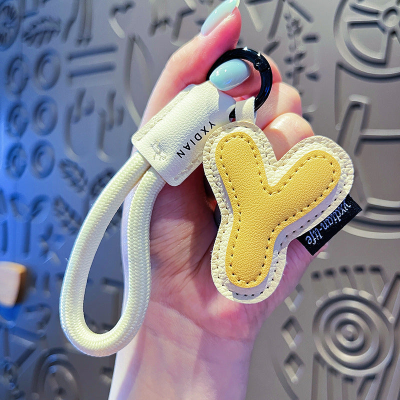 Minimalist Vegan Leather Letter Keychain