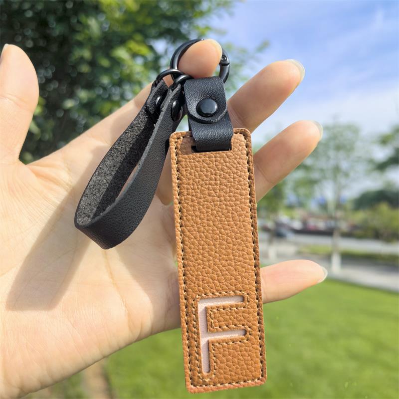 Minimalist Vegan Leather Letter Keychain