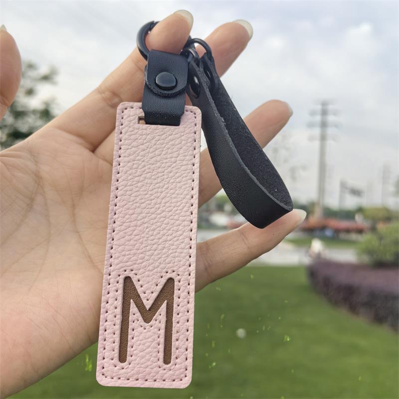 Minimalist Vegan Leather Letter Keychain