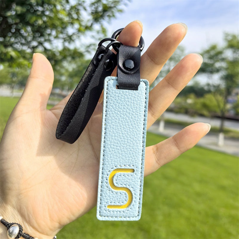 Minimalist Vegan Leather Letter Keychain