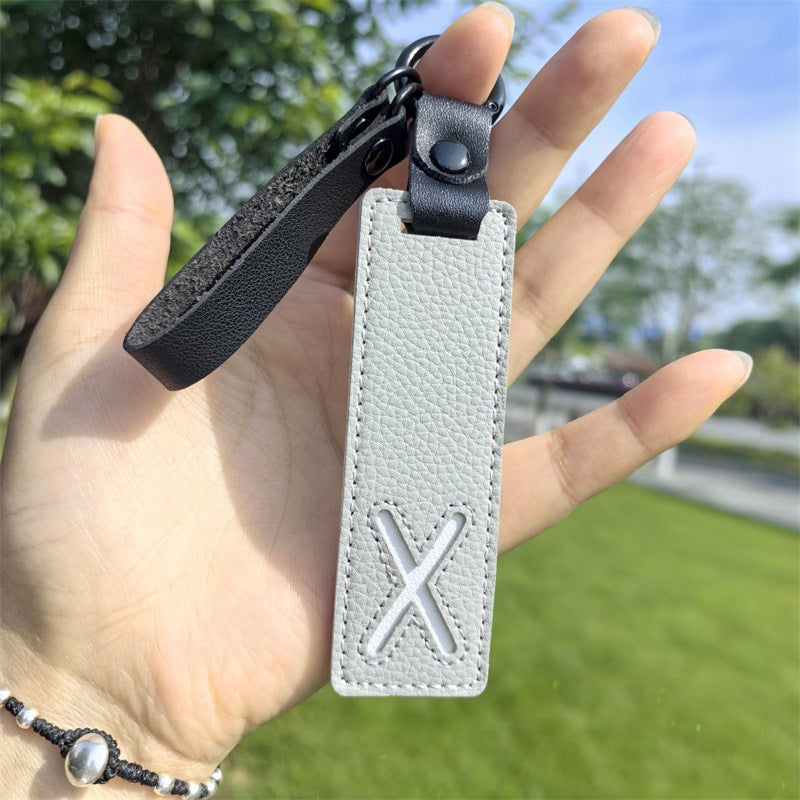 Minimalist Vegan Leather Letter Keychain