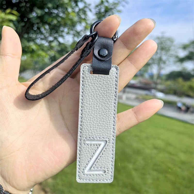 Minimalist Vegan Leather Letter Keychain