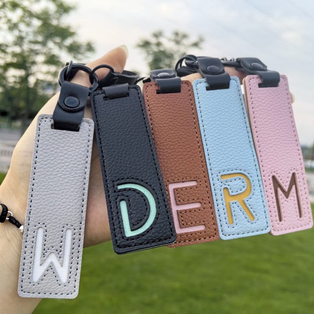 Minimalist Vegan Leather Letter Keychain