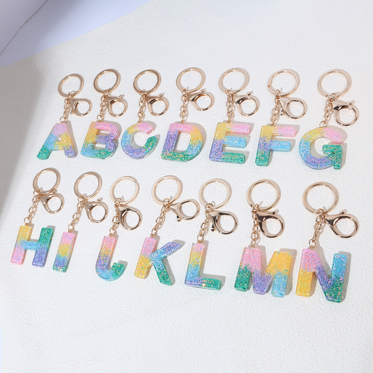 Rainbow Resin Letter Keychain