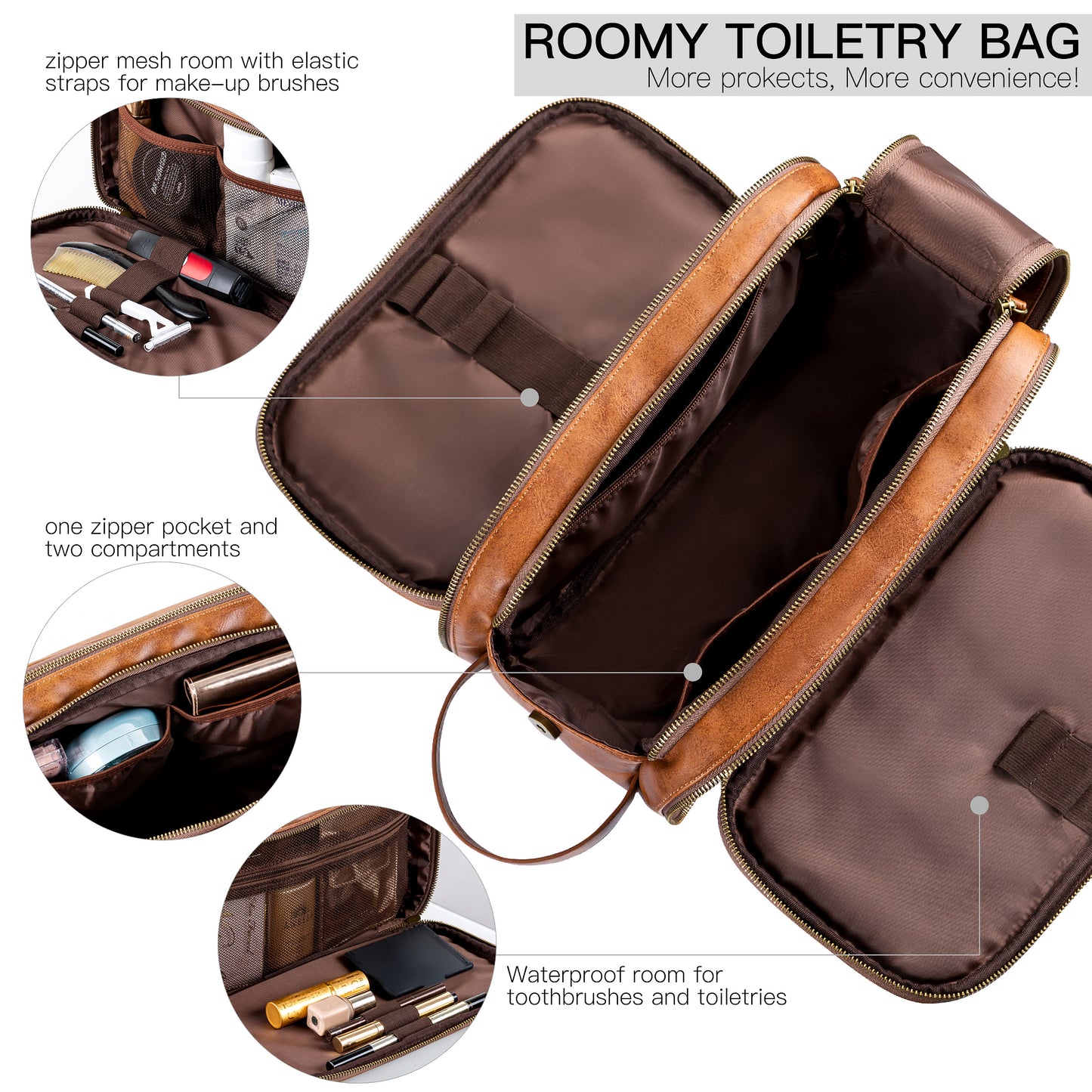Personalize Vegan Leather Toiletry Bag for Men