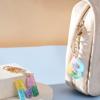 Rainbow Resin Letter Keychain