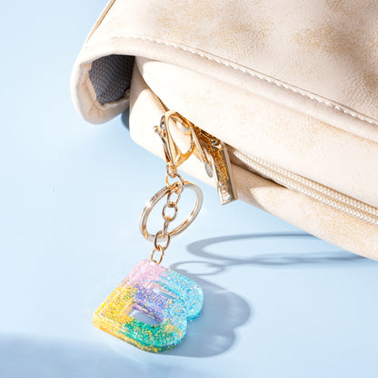 Rainbow Resin Letter Keychain