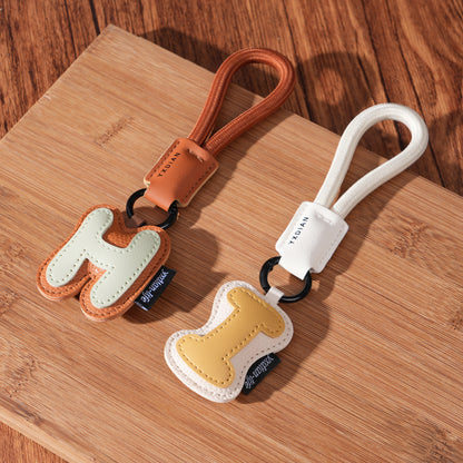 Minimalist Vegan Leather Letter Keychain