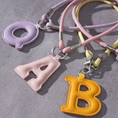 Pastel PU Leather Letter Lanyard Keychain