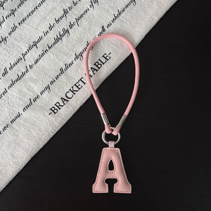 Pastel PU Leather Letter Lanyard Keychain