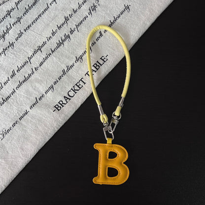 Pastel PU Leather Letter Lanyard Keychain