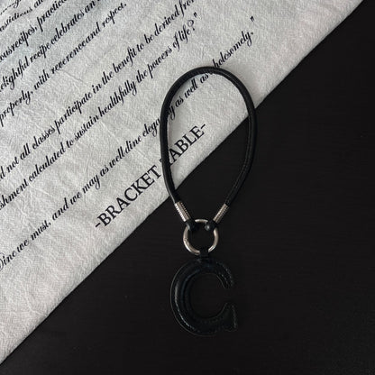 Pastel PU Leather Letter Lanyard Keychain