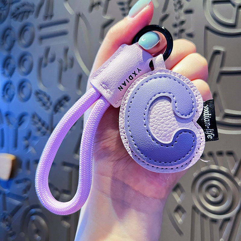 Minimalist Vegan Leather Letter Keychain