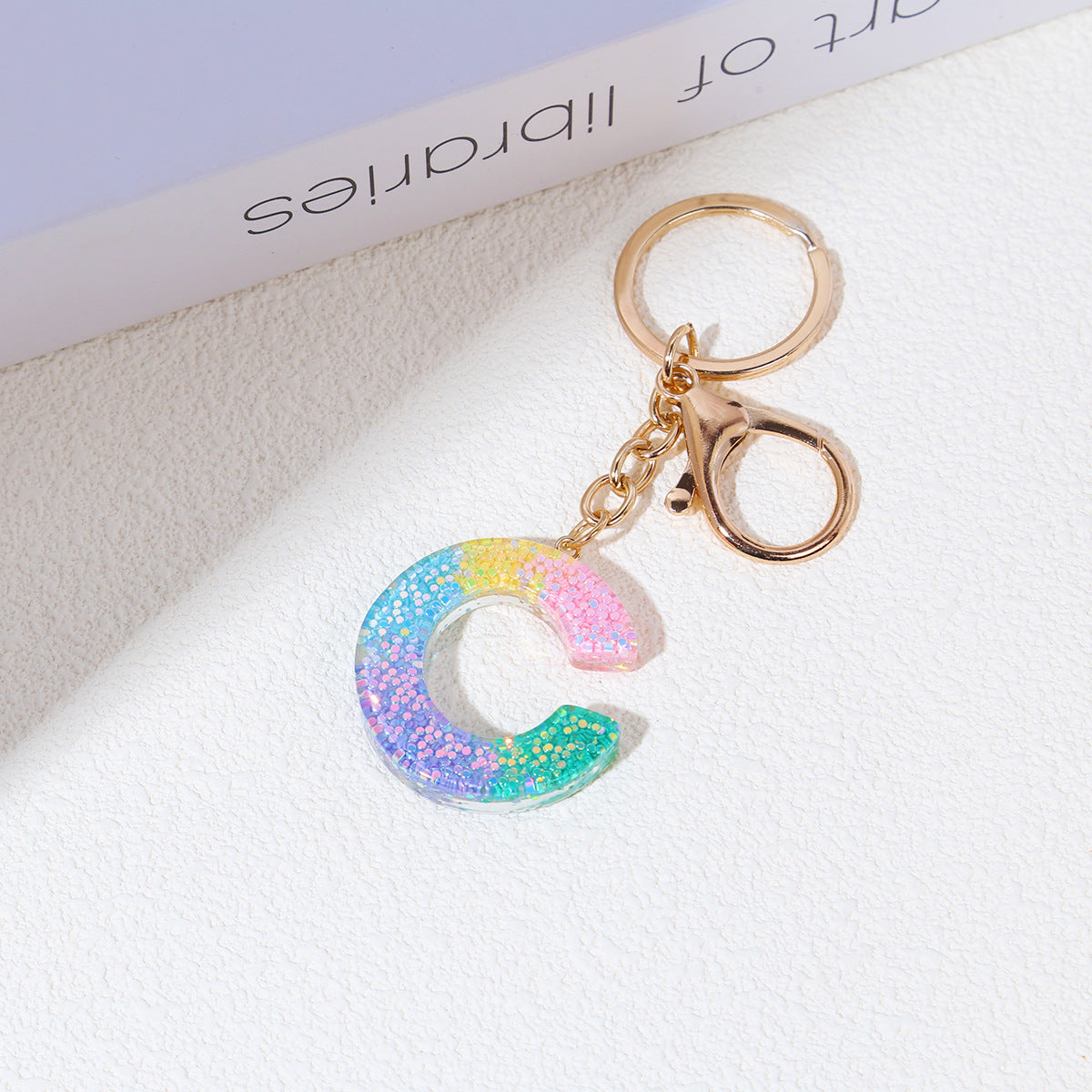 Rainbow Resin Letter Keychain