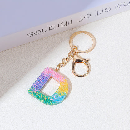 Rainbow Resin Letter Keychain