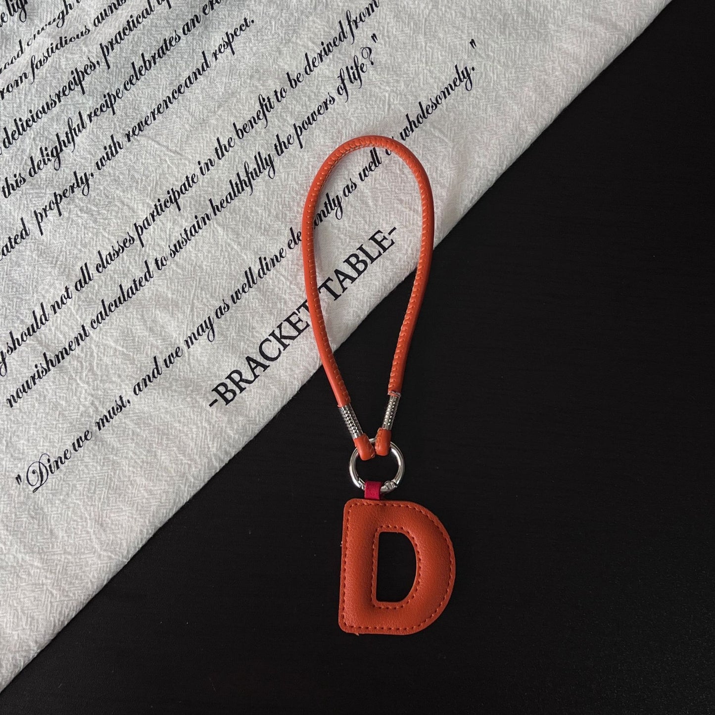 Pastel PU Leather Letter Lanyard Keychain