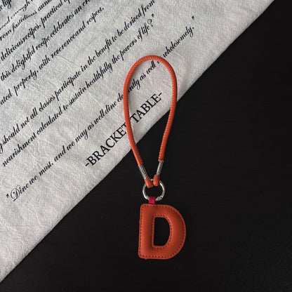 Pastel PU Leather Letter Lanyard Keychain