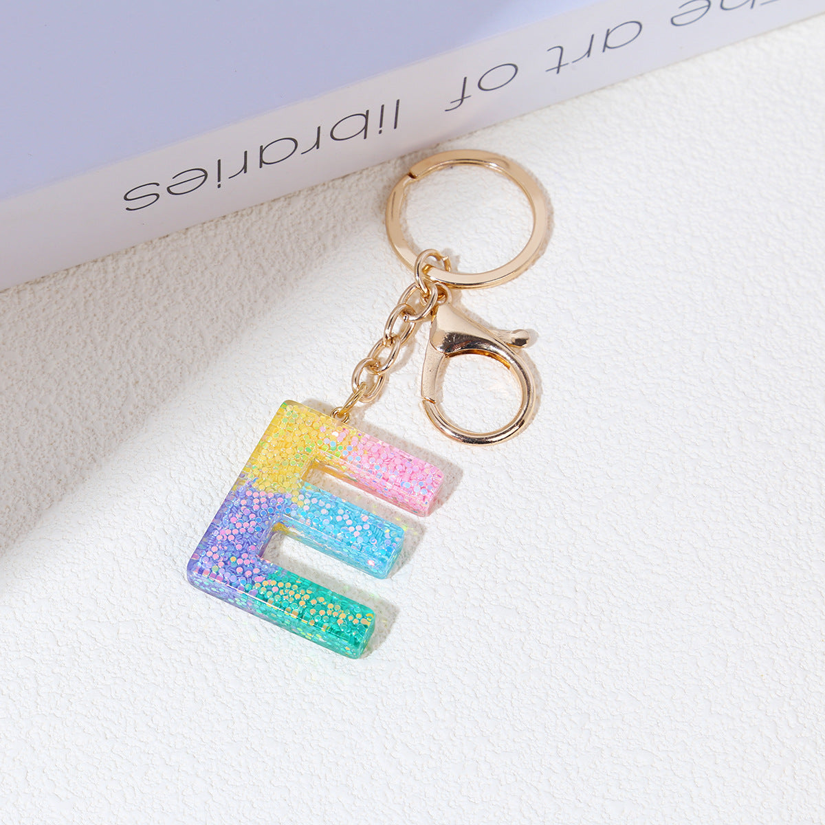 Rainbow Resin Letter Keychain