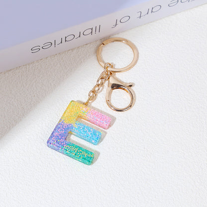 Rainbow Resin Letter Keychain
