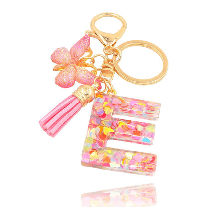Pink Butterfly Letter Keychain
