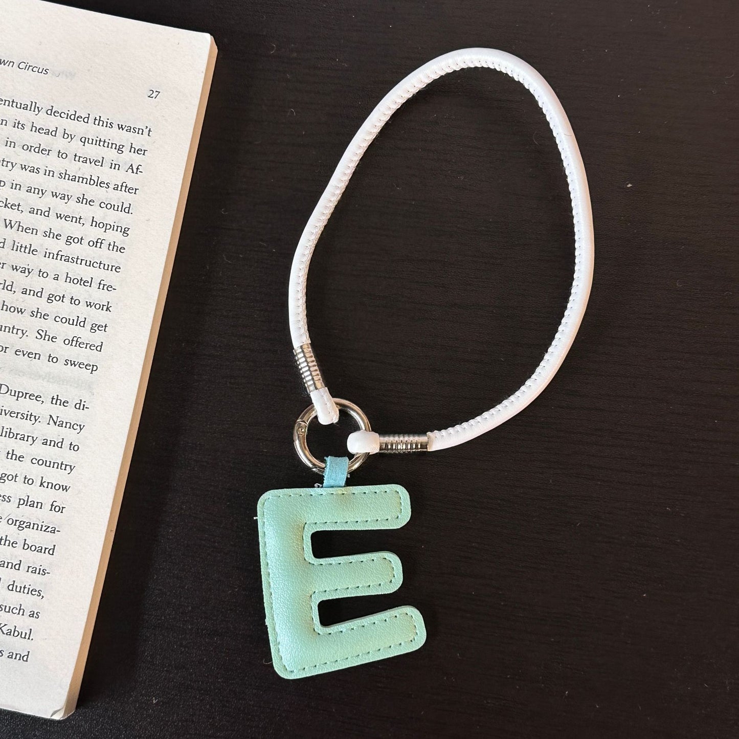 Pastel PU Leather Letter Lanyard Keychain
